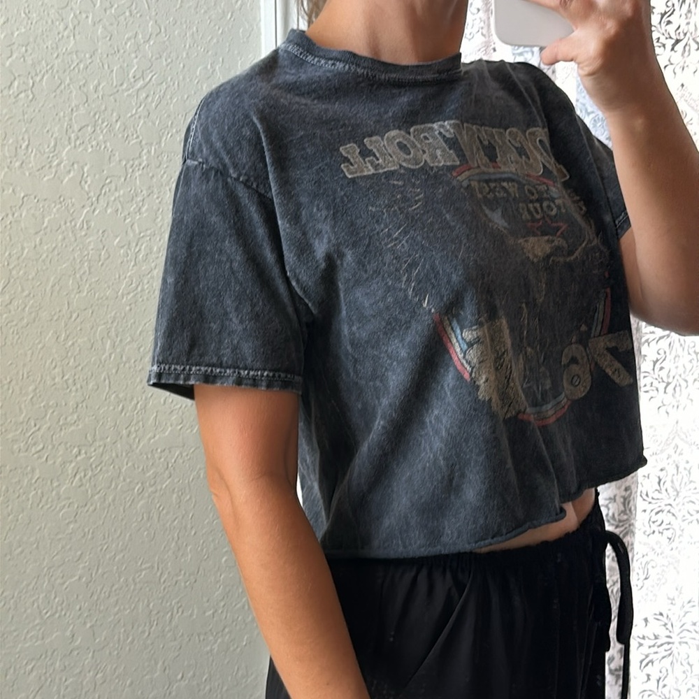 Fifth Sun Rock N Roll 1976 vintage style crop top with eagle easy to west tour - Picture 5 of 10